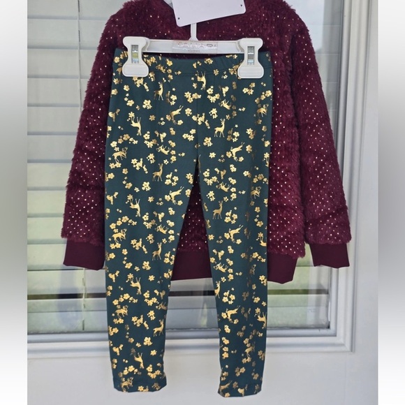Tahari 2 Piece Set Outfit Sweater & Pants Girls 4T Green Red New - Picture 13 of 14